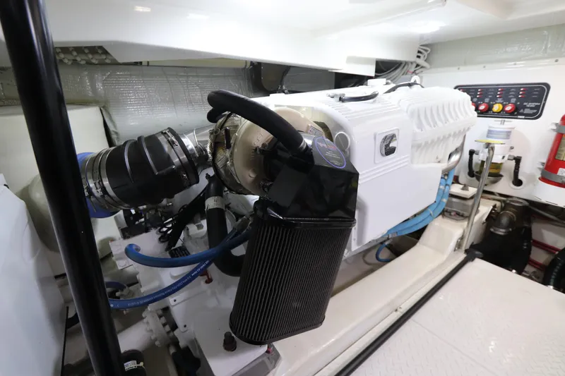 Slide: The Image of Engine room of 2020 Tiara Yachts 43 Open, showcasing modern marine machinery. - 20