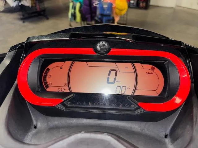 Slide: The Image of Dashboard of a 2019 Sea-Doo RXTX showing speedometer and controls. - 17