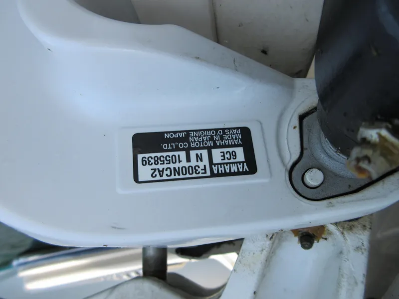 Slide: The Image of Close-up of Yamaha motor label on 2019 Grady-White Fisherman 236 boat. - 20