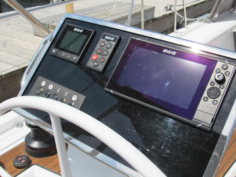 Slide: The Image of Beneteau Oceanis 46.1 2020 yacht helm with B&G navigation displays. - 17