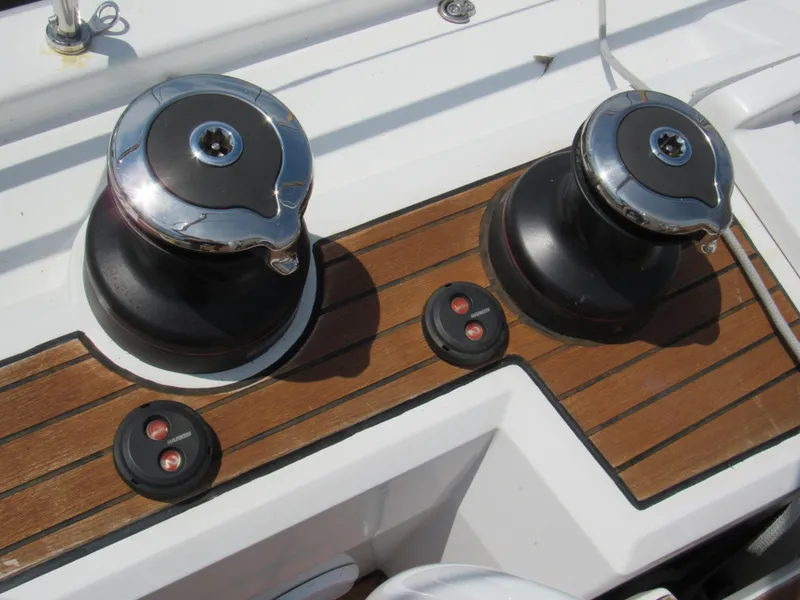 Slide: The Image of Winches and controls on 2020 Beneteau Oceanis 46.1 yacht deck. - 18