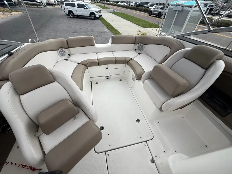 Slide: The Image of 2011 Yamaha Boats SX240 HO interior with spacious seating and modern design. - 6