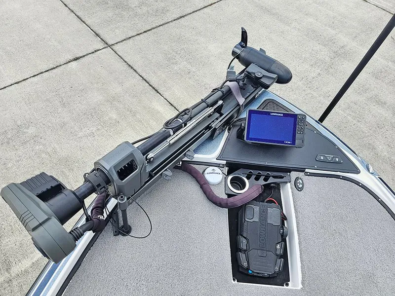 Slide: The Image of Fishing boat deck with trolling motor and Lowrance fish finder, Nitro Z20 Pro 2023 model. - 20