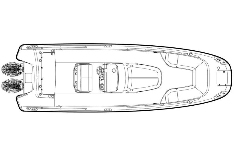Slide: The Image of Manufacturer Provided Image: Top view schematic of a 2017 Boston Whaler 270 Dauntless boat. - 16
