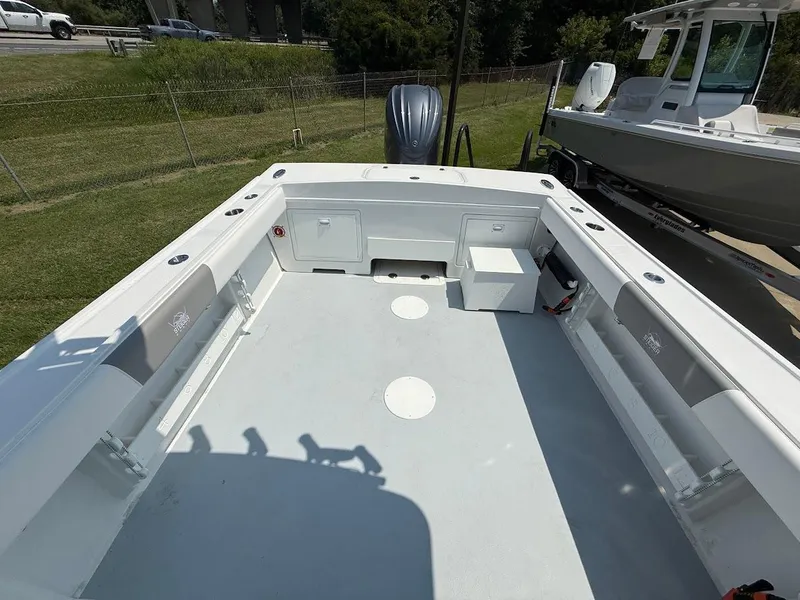 Slide: The Image of 2026 Steiger Craft 255 Miami boat deck, spacious and well-equipped for fishing or leisure. - 6