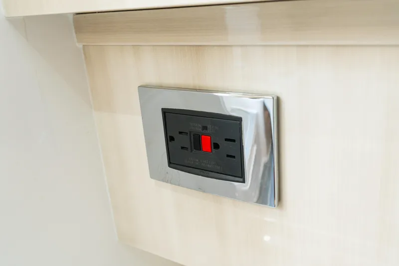 Slide: The Image of Electrical outlet with chrome finish on HCB 42 Lujo yacht, 2023 model. - 26