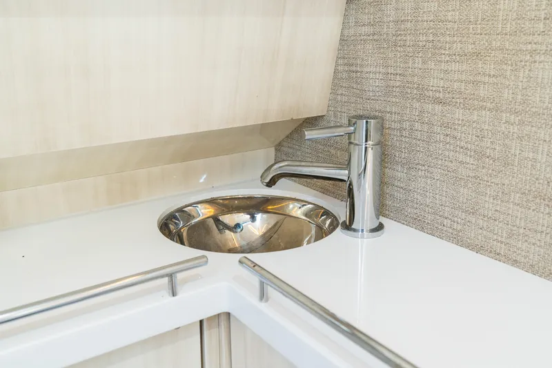 Slide: The Image of Luxury yacht HCB 42 Lujo 2023 interior sink with modern chrome faucet. - 27