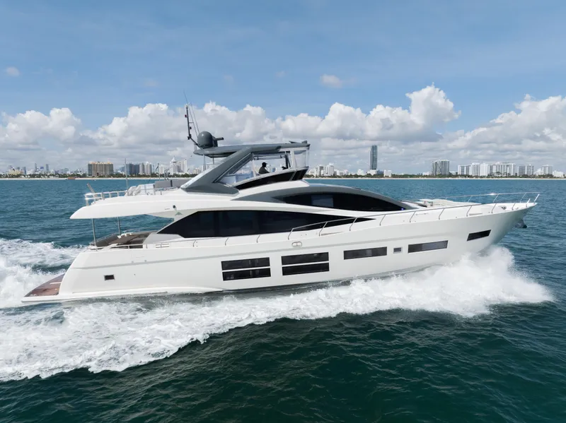 Slide: The Image of Luxury 2016 Astondoa 80 GLX yacht cruising on open water. - 1