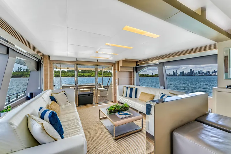 Slide: The Image of Luxurious interior of 2016 Astondoa 80 GLX yacht with scenic ocean view. - 49