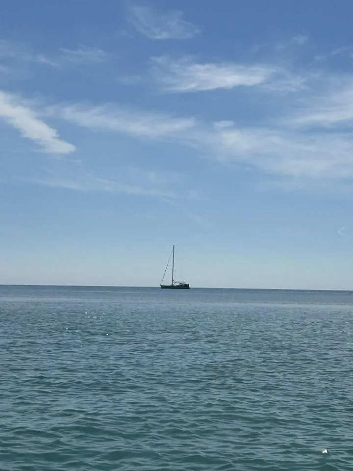 Slide: The Image of Sailboat on calm sea under blue sky, Beneteau Oceanis 523, 2006 model. - 15
