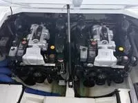 Slide: The Image of 2022 Cruisers 42 GLS engine compartment with dual engines. - 37