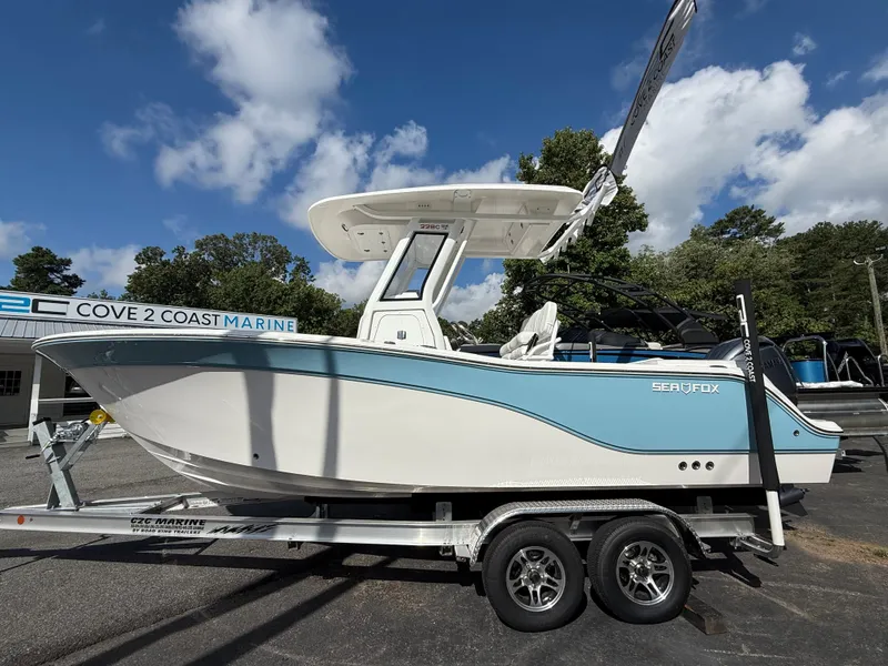 The Image of 2026 Sea Fox 228 Commander boat on trailer at Cove 2 Coast Marine dealership. - 0