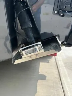 Slide: The Image of 2023 Solara S-250 DC boat detail showing rear light and hull components. - 43