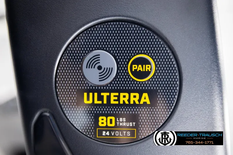 Slide: The Image of Ulterra motor label, 80 lbs thrust, 24 volts, on Crestliner 1850 Fishhawk 2022 boat. - 43