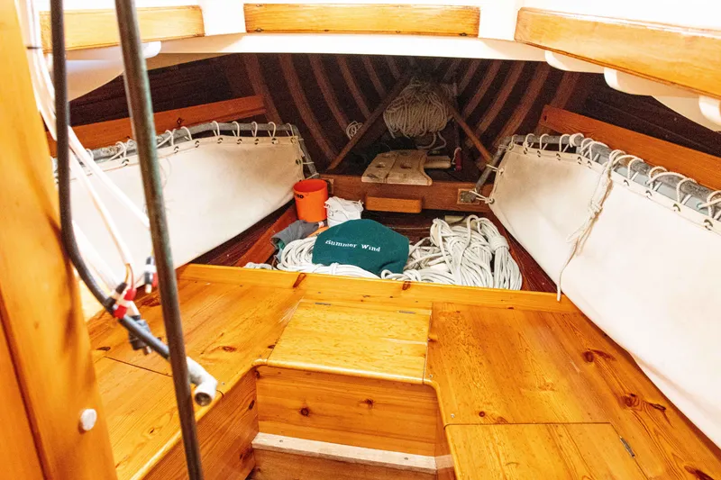 Slide: The Image of Interior of 1964 Concordia 39 sailboat with wooden finish and nautical equipment. - 18