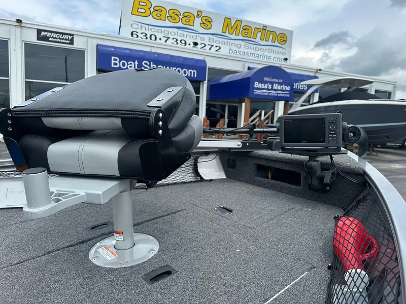 Slide: The Image of 2020 Crestliner 1450 Discovery Tiller boat at Basa's Marine showroom. - 6