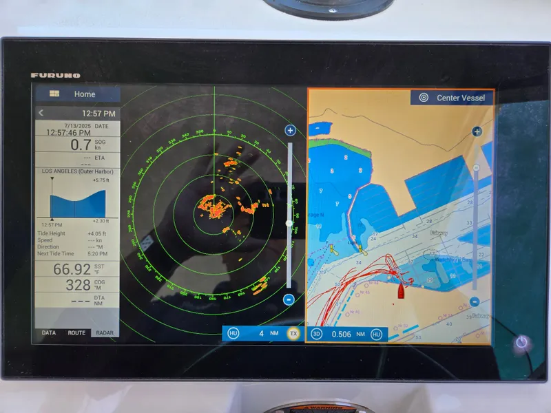 Slide: The Image of Furuno marine navigation display showing radar and map on a 2019 Parker 2520 DV boat. - 40