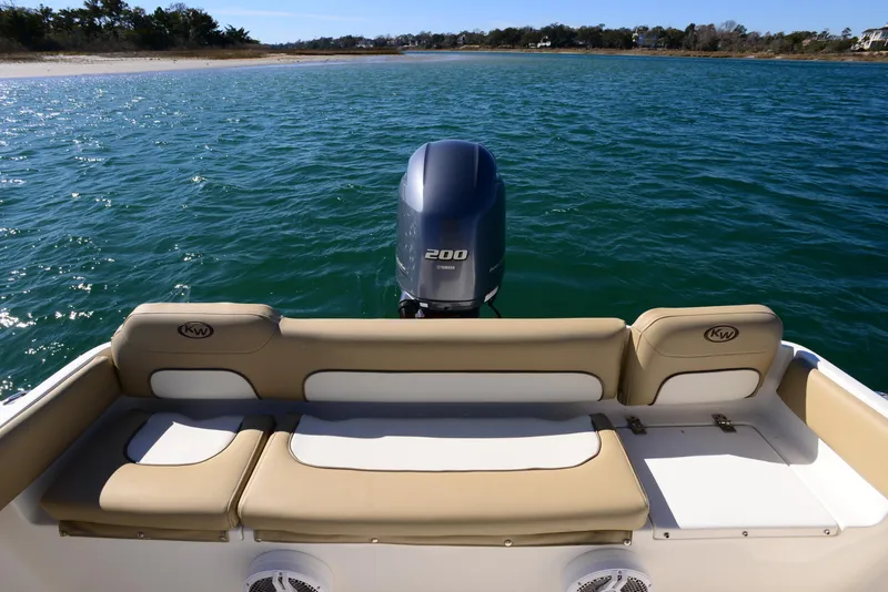 Slide: The Image of 2020 Key West 219 FS boat with Yamaha 200 engine on calm water. - 16