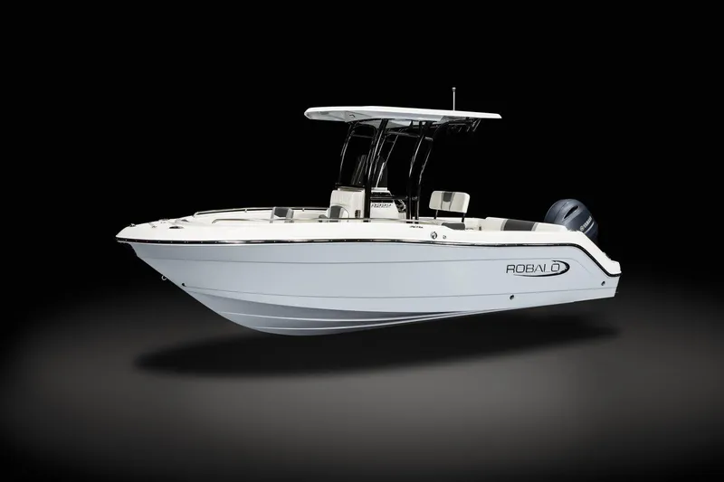 Slide: The Image of Manufacturer Provided Image: 2025 Robalo R222 Center Console boat on black background. - 27