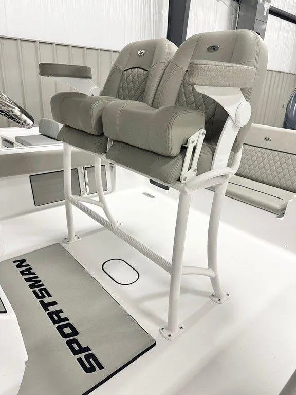 Slide: The Image of Luxury seating on 2025 Sportsman MASTERS 247OE boat, featuring plush, ergonomic design. - 4