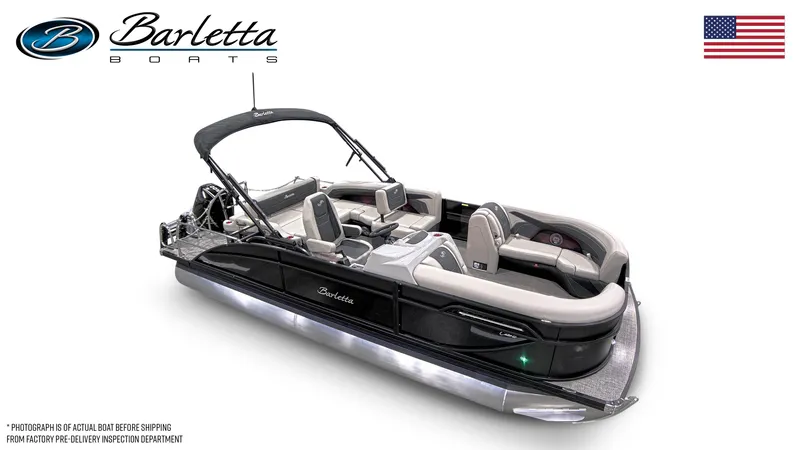 Slide: The Image of 2026 Barletta Cabrio 22U pontoon boat with sleek design and comfortable seating. - 3
