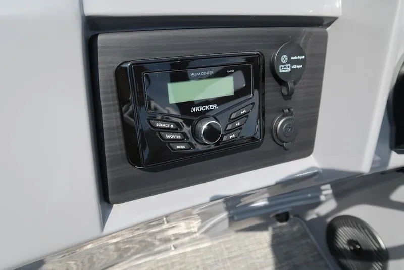 Slide: The Image of 2024 Bennington L Entertainment 23 LPD media center with Kicker audio system and USB input. - 22