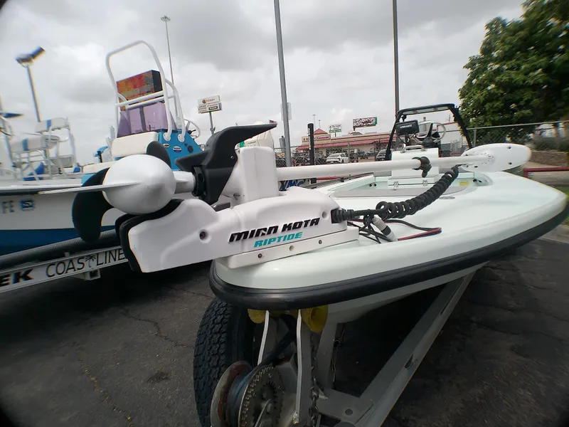 Slide: The Image of 2016 Ankona Copperhead boat with Minn Kota Riptide motor on trailer. - 5