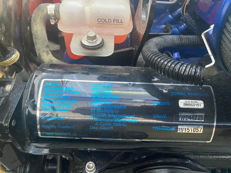 Slide: The Image of Engine specifications label on a 2006 Formula 353 FASTech boat. - 46