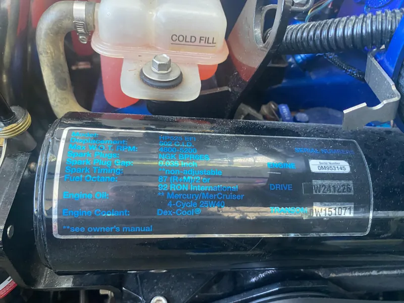 Slide: The Image of Engine specifications label on a 2006 Formula 353 FASTech boat. - 47