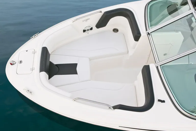 Slide: The Image of Manufacturer Provided Image: 2018 Chaparral 21 H2O Sport boat interior with white and black seating. - 20