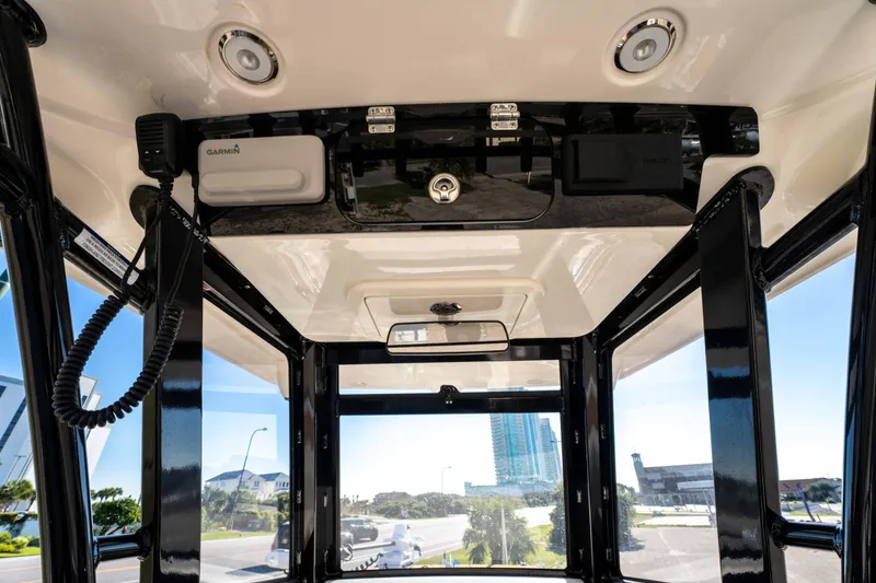 Slide: The Image of 2024 World Cat 260 CC-X boat interior with Garmin electronics and modern design. - 31
