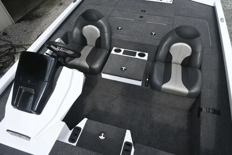 Slide: The Image of 2021 Vexus AVX2080 boat interior with dual seats and steering console. - 6