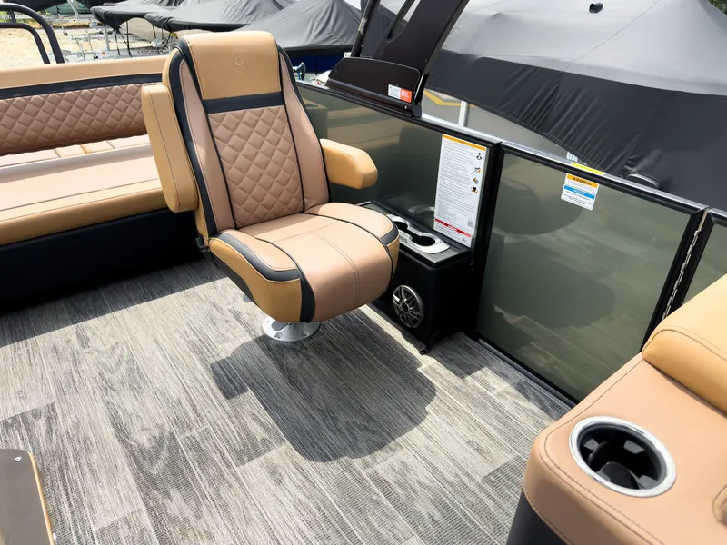 Slide: The Image of Luxurious seating on 2026 Godfrey AquaPatio 23' Flip Lounge Tritoon boat. - 52