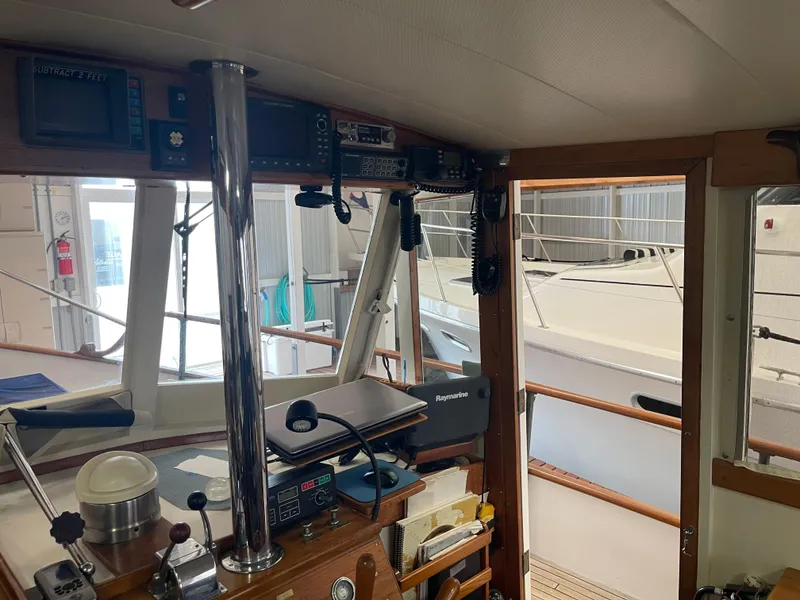 Slide: The Image of Interior view of 1969 Grand Banks 36 Classic yacht with navigation equipment. - 45