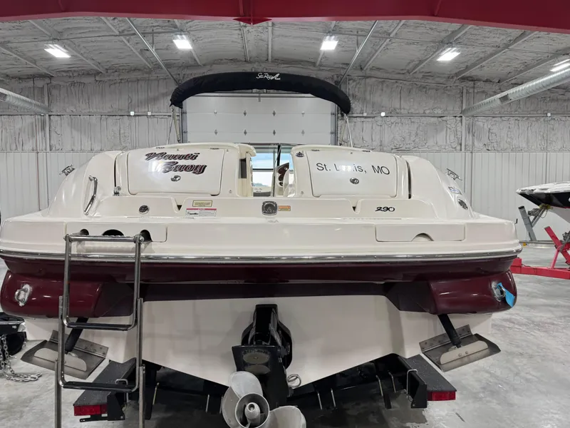 Slide: The Image of 2006 Sea Ray 290 SLX boat in a garage, rear view, St. Louis, MO. - 5