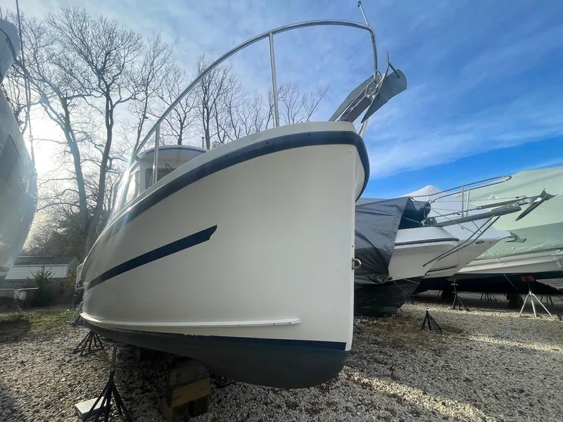 Slide: The Image of 2006 Rosborough RF-246 Sedan Cruiser on dry dock, surrounded by trees and blue sky. - 4