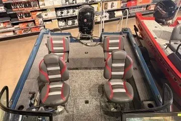 Slide: The Image of 2025 Ranger VS1782 WT boat interior with four seats, displayed in a showroom. - 6