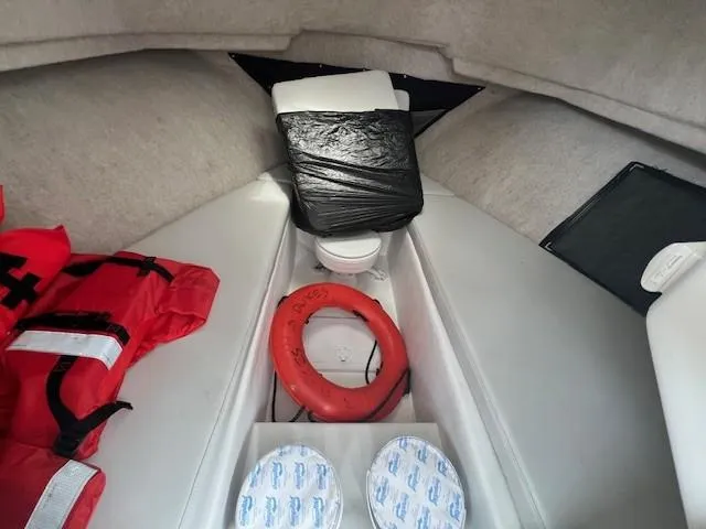 Slide: The Image of Interior of 2022 Parker 2520 XLD Sport Cabin with safety gear and supplies. - 5