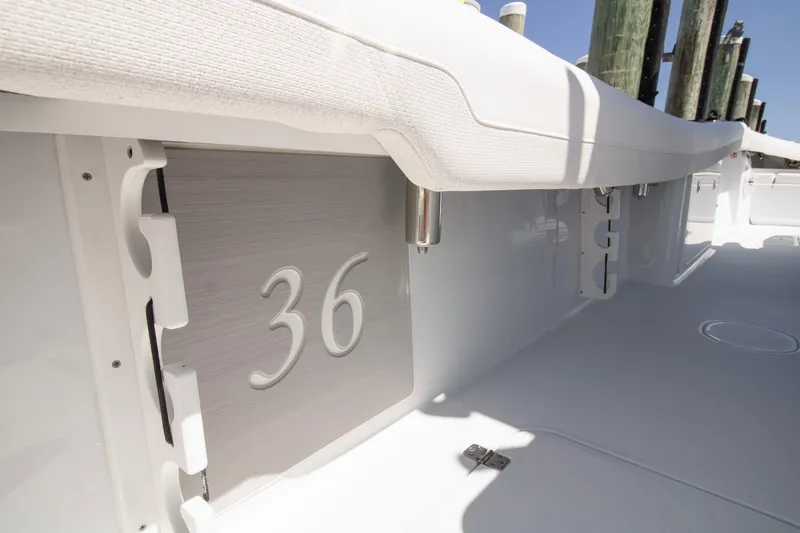Slide: The Image of 2026 Yellowfin 36 Offshore boat interior detail with sleek design and modern features. - 24