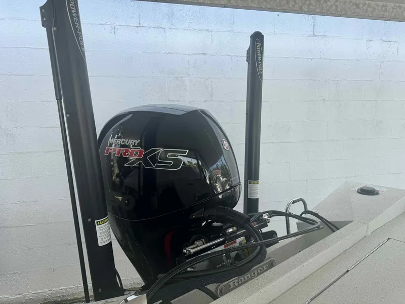 Slide: The Image of 2025 Ranger RB200 boat with Mercury Pro XS engine and Power-Pole anchors. - 8