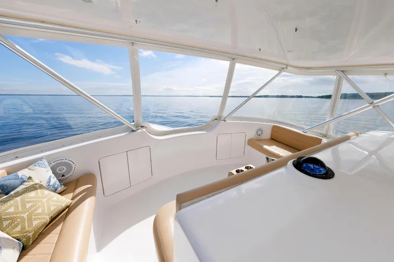 Slide: The Image of Luxurious interior of a 2002 Post Convertible 56 yacht with scenic ocean view. - 43