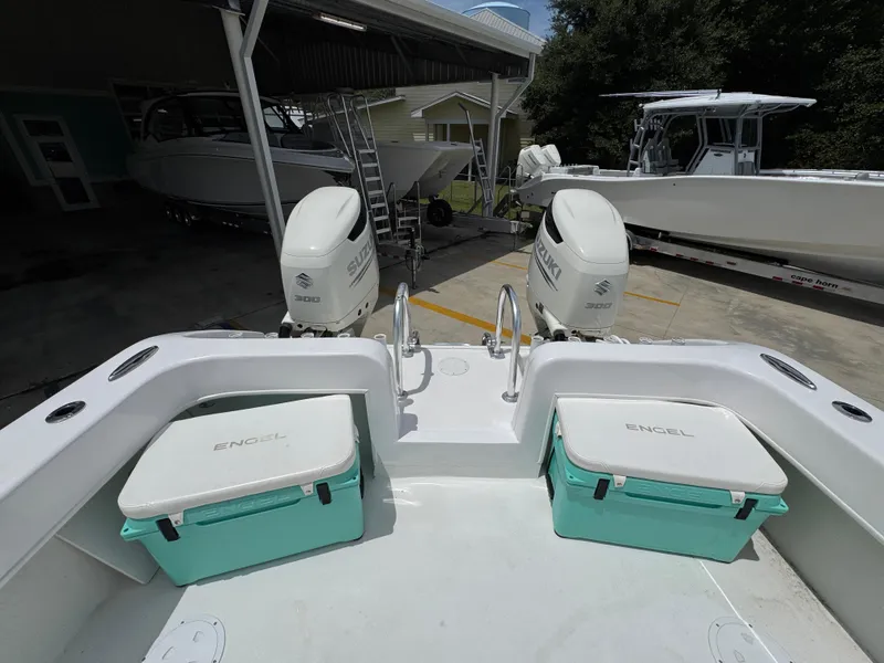 Slide: The Image of 2020 Twin Vee 310 CC GF boat with Suzuki 300 engines and Engel coolers. - 40