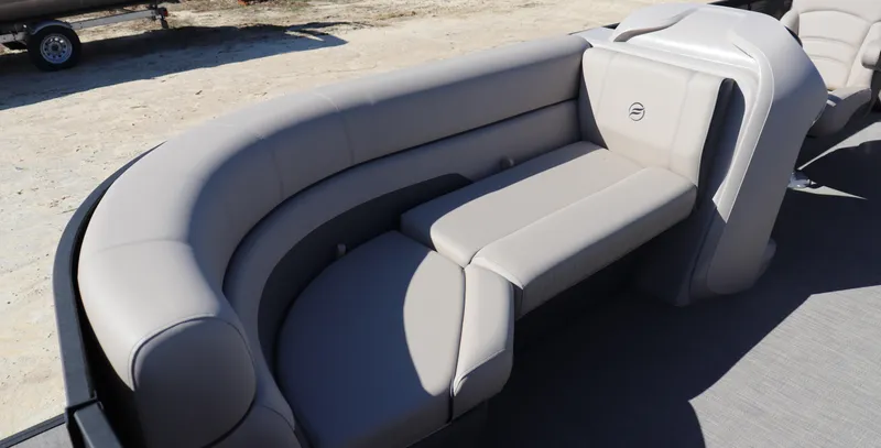 Slide: The Image of Luxurious seating on the 2025 Flagship Freedom 18 boat, featuring elegant beige upholstery. - 3