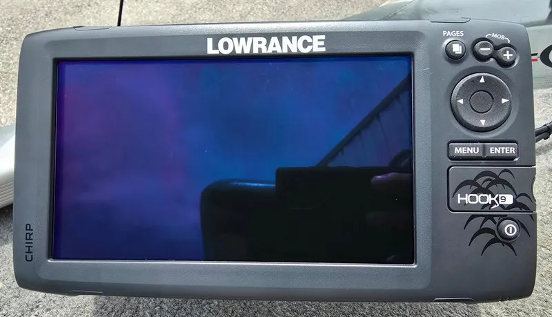 Slide: The Image of Lowrance Hook 9 fish finder on 2007 Fisher Pro Hawk 170 boat. - 7