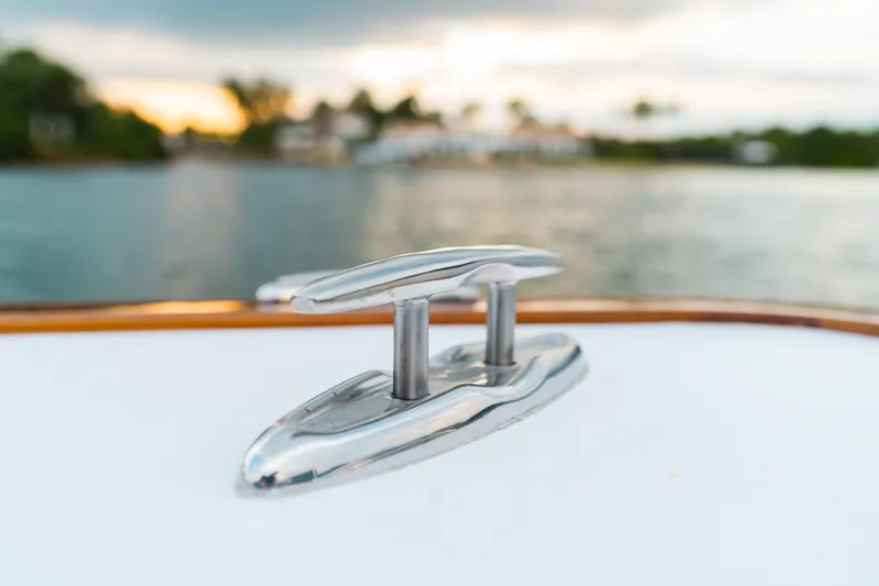 Slide: The Image of Close-up of a cleat on a 2026 Phenom 43 Center Console boat. - 15