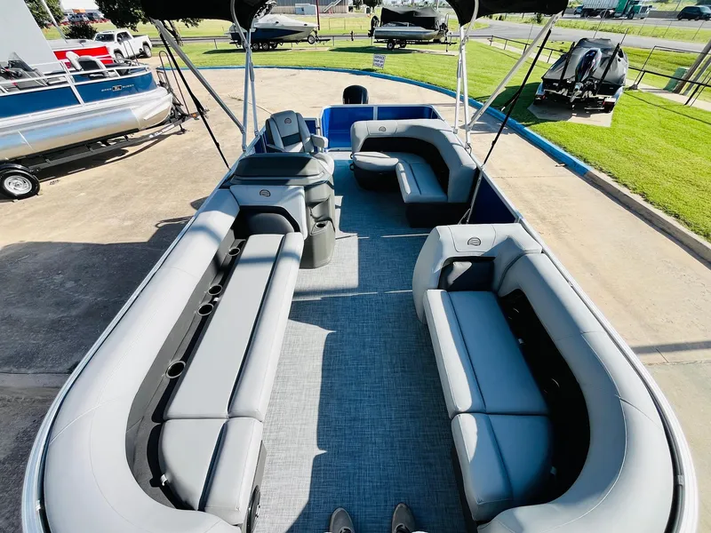 Slide: The Image of 2026 Sun Tracker Party Barge 18 DLX with spacious seating and modern design. - 22