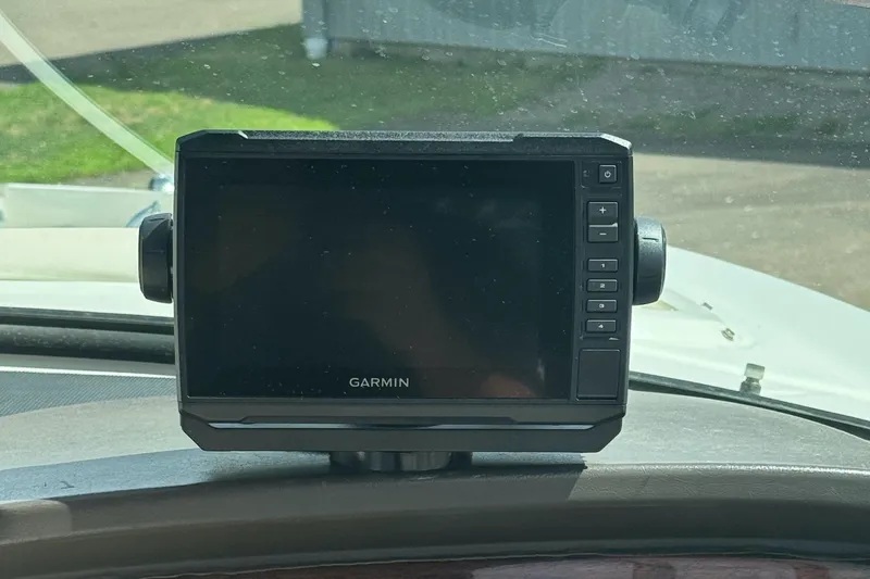 Slide: The Image of Garmin GPS device on 2008 Sea Ray 290 Sundeck dashboard. - 11