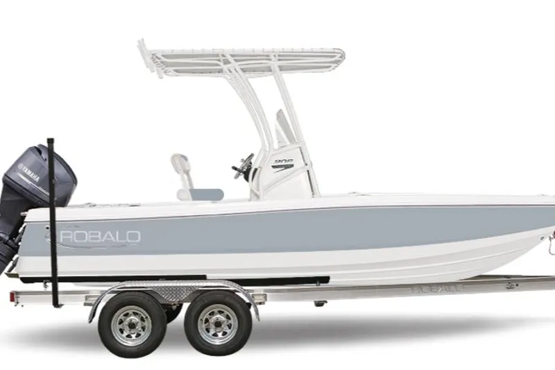 The Image of 2025 Robalo 206 Cayman boat on trailer, side view. - 0