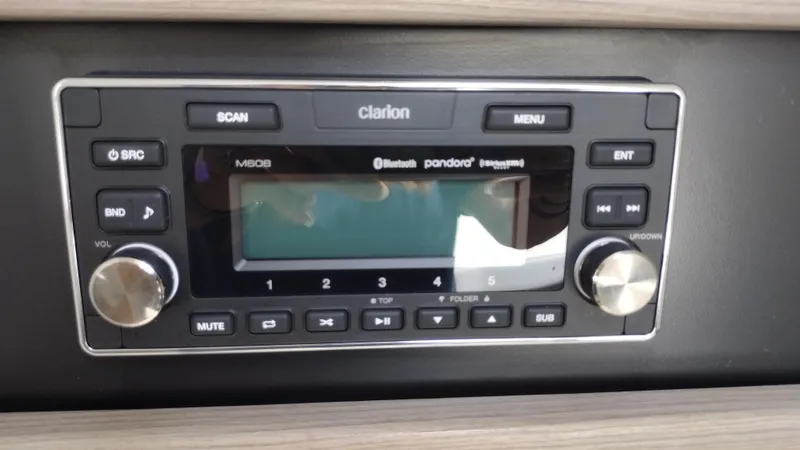 Slide: The Image of Clarion M608 stereo system in 2020 Formula 350 CBR boat dashboard. - 37