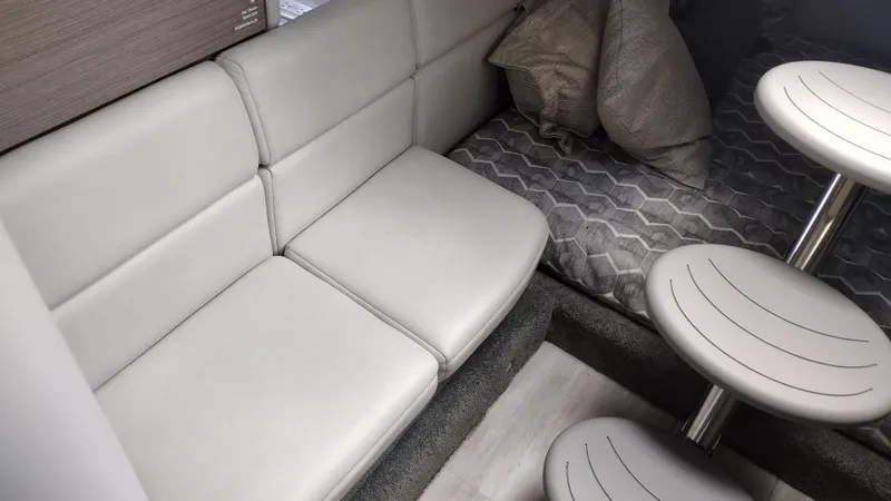 Slide: The Image of 2020 Formula 350 CBR interior with white seating and modern design. - 44